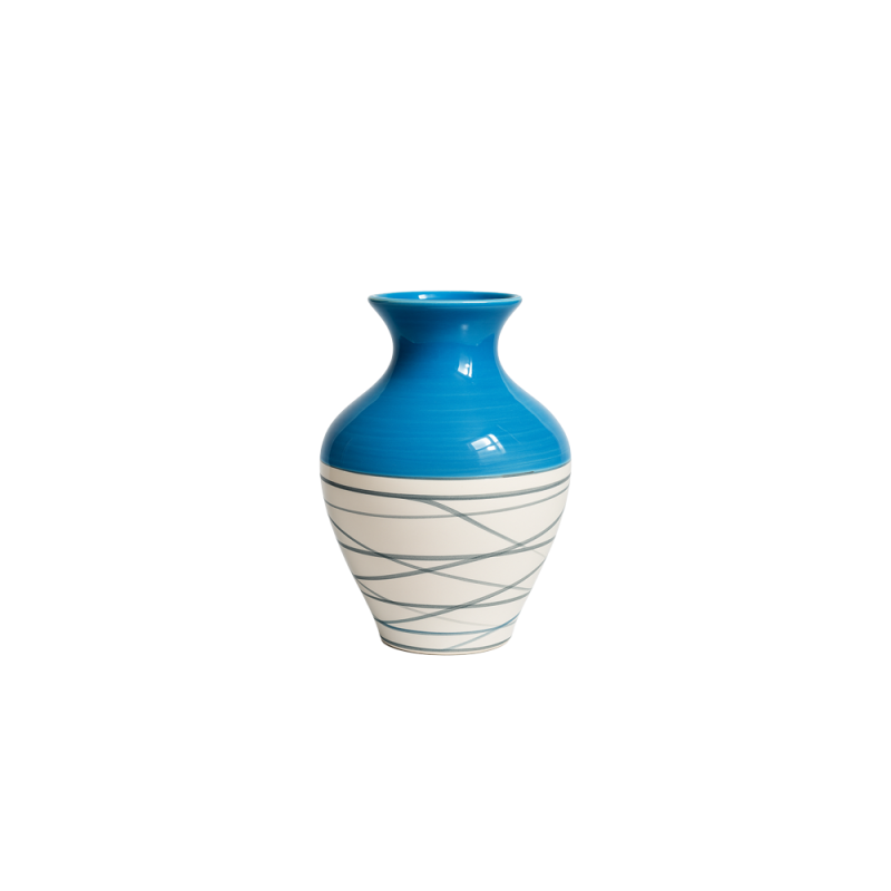 Short blue stripes vase
